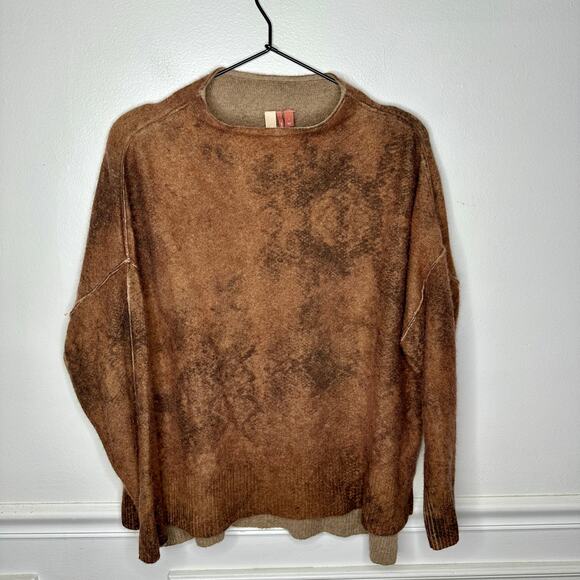 Anthropologie Sweaters - Anthropologie Pilcro Cashmere Mock Neck Snakeskin Brown Motiff Womens Large